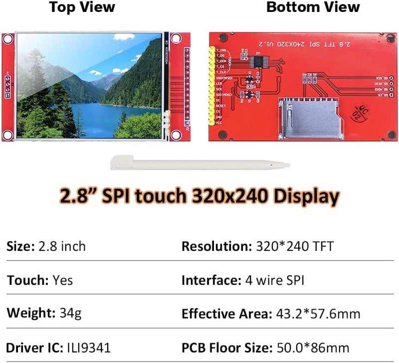 Hosyond وحدة عرض شاشة تعمل باللمس TFT LCD بحجم 2.8 بوصة 320x240 SPI تسلسلي ILI9341 مع قلم لمسي متوافق مع لوحة تطوير Arduino R3/Mega2560 - Image 2